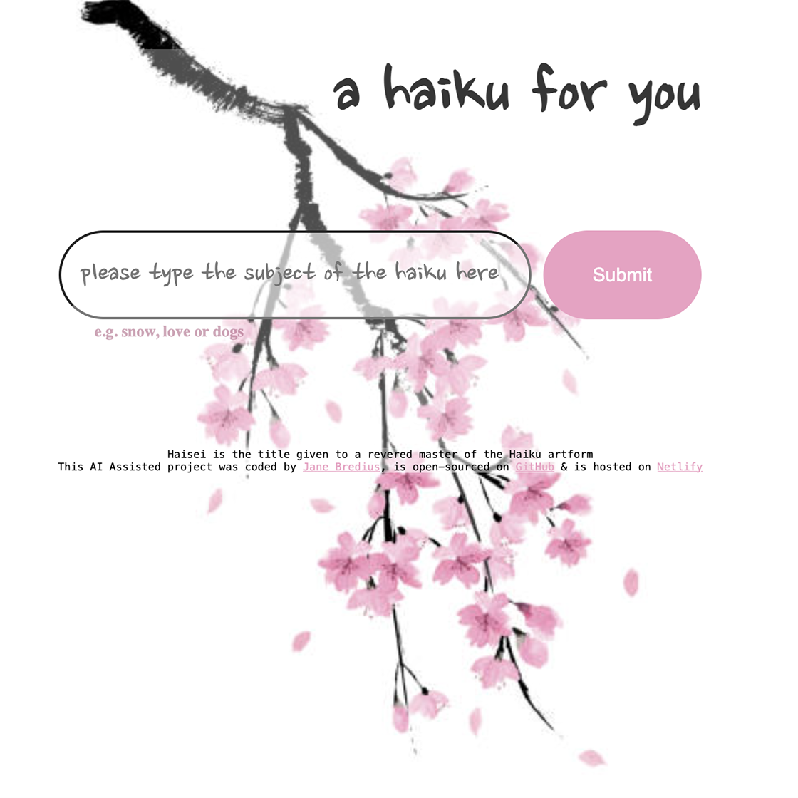 AI haiku genertor preview